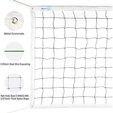 Durable PE Volleyball Net for Indoor/Outdoor Use, Standard 32FT x 3FT Size with Metal Grommets