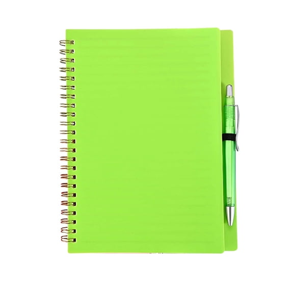 Durable PP Cover A5 Loose Leaf Notebook with Pen, Portable Flat Open Notepad, Wear Resistant Business Writing Journal, Compact Lightweight Notebook for Homework Meeting Office Bulk Use,Z2#Green