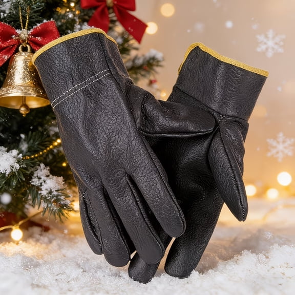 Durable PU Leather Gardening Gloves - 2pcs Unisex Work Gloves for Welding and Handling, Spark-Proof, One Size Fits All, Random Colors