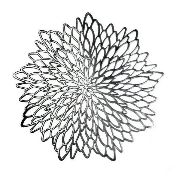 Durable PVC Gold Silver Placemats Set of 4，Stylish Heat-Resistant Round Placemat for Kitchen, Dining, and Patio Décor - Easy to Clean, 15-Inch Diameter