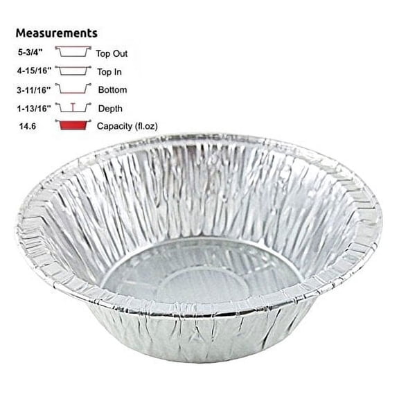 Durable Packaging 5 3/4" Deep Aluminum Foil Chicken Meat/Pot Pie Pan 50/Pk -Disposable Baking Tins (pack of 50)