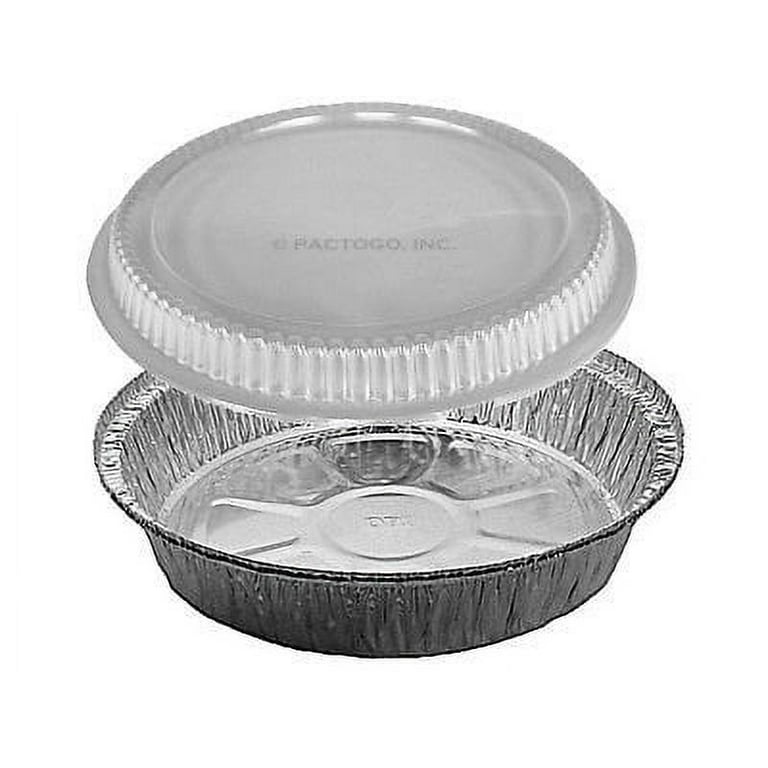 Karat 48 oz Black and Gold Aluminum Foil Take Out Pan with Clear Pet Dome Lid - 50 Set