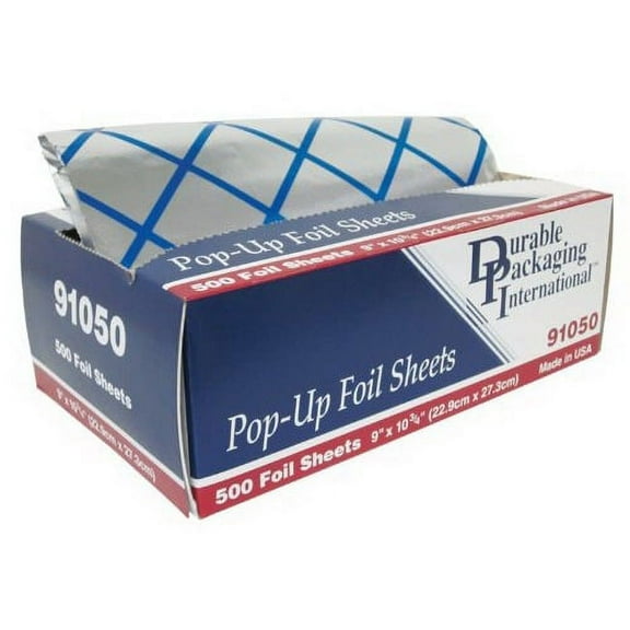 Durable Packaging Interfold Aluminum Foil Sheet Blue Stripe, 10.75" Length x 9" Width | 500/Pack, 6 Pack/Case