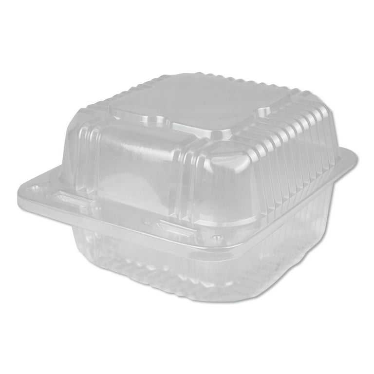 Plastic Clear Hinged Containers, 12 oz, 5.25 x 5.13 x 2.75, Clear, 500/Carton Plastic Clear Hinged Containers, 12 oz, 5.25 x 5.13 x 2.75, Clear, 500/Carton