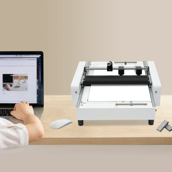 Durable Paper Folder and Binder, 2-in-1 Function, Fold 14 Sheets, Bind 20 Sheets, Safe Design with Protective Fuse, High Efficiency