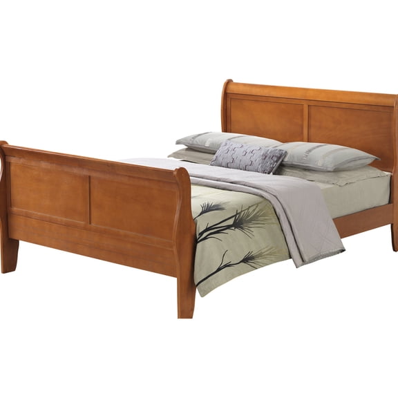 Durable Particle Board Bed - Warm Oak for Bedroom Decor