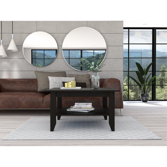 Durable Particle Board Construction - Enjoy Long - lasting Use of a Black Coffee Table in Your Home