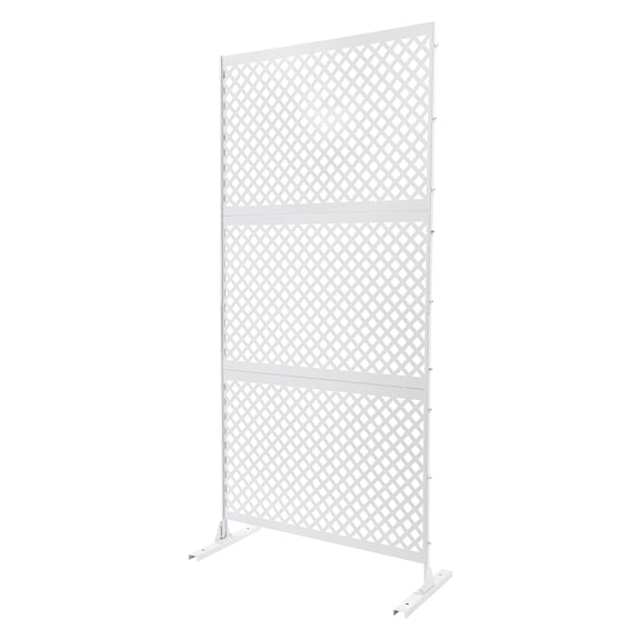 Durable Patio Privacy Screen with Adjustable Height, Laser-Cut Steel Panels, Easy Installation, and Elegant Diamond Design for Area Separation