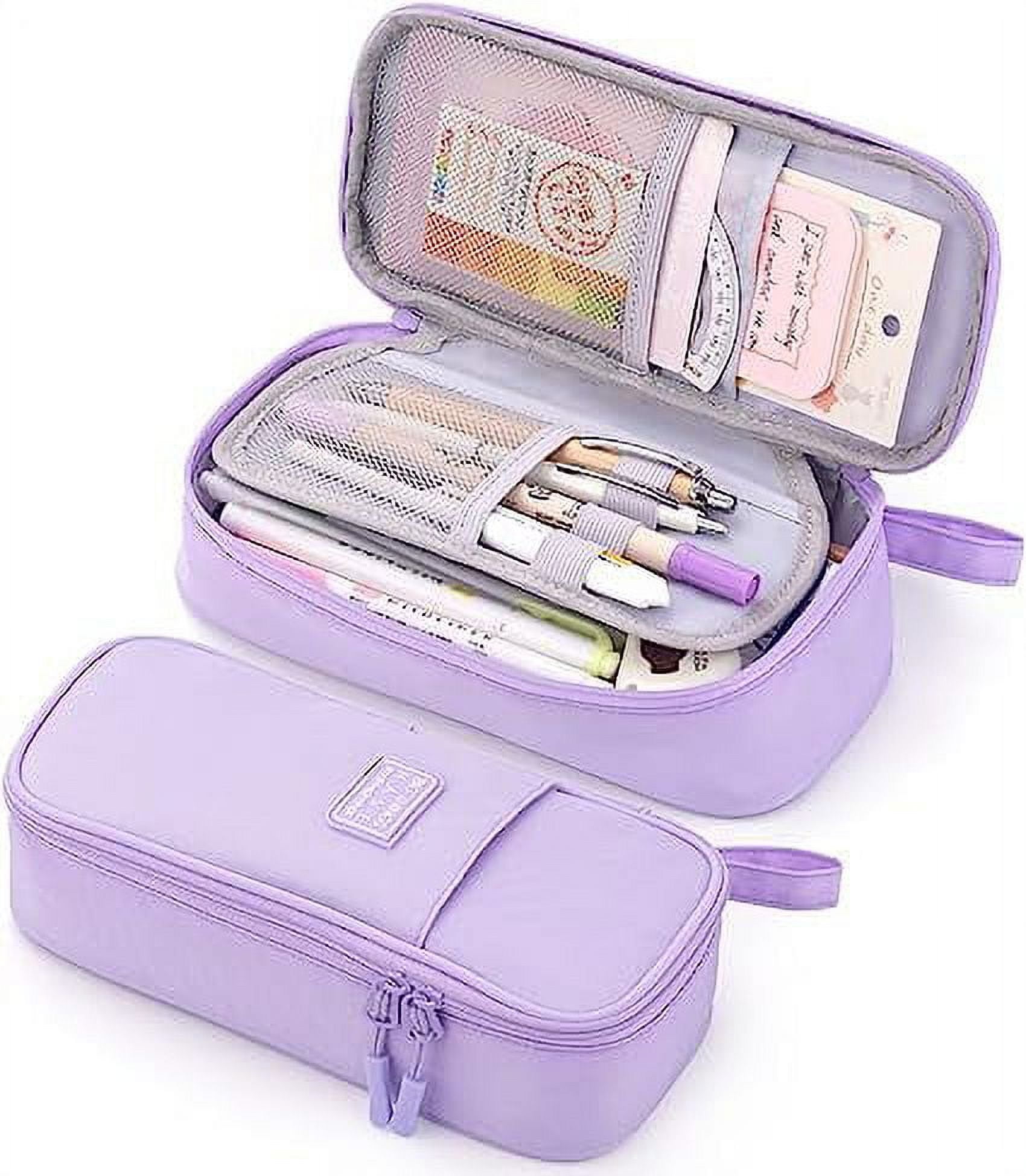 Livhil Pencil Case Large Capacity Pencil Pouch Handheld Pen Bag, Purple  Pencil Case for Girls , Character Group Pencil Box for Kids School Supplies