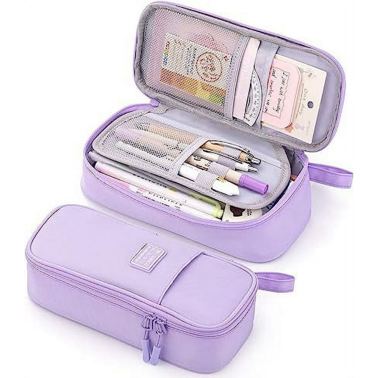 Durable Pen Pencil Case Big Storage Pen Pouch Bag for School Supplies  Office College Teen Girls Adults, Purple 