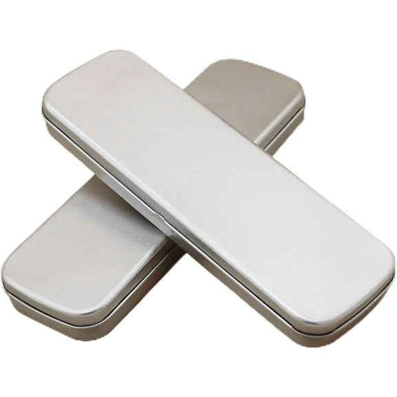 Durable Pen box,Box Iron Tinplate Frosted Single-layer,Silver Rectangular Empty Tin Box Containers anytime, anywhere for