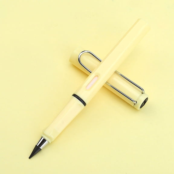 Durable Pencil, No Sharpen Mechanical Pencil with Reinforced Lead, 0.5Mm Tip for Writing and Sketching, Ergonomic Triangular Grip for study, Macron Light Yellow