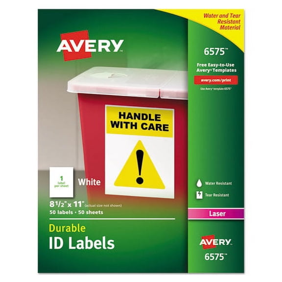 "Durable Permanent Id Labels With Trueblock Technology, Laser Printers, 8.5 X 11, White, 50/pack | Bundle of 5 Packs"