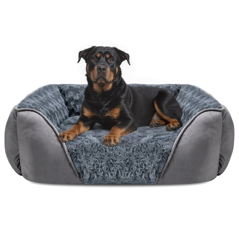 Large Dog Beds for Medium Sized Dogs, Washable Cozy Rectangle Pet Beds, Dog Couch Bed, Cat Beds with Anti Slip Bottom, Gray, 35"x25"x9"