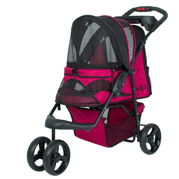 Petique Durable Pet Stroller for Pets up to 50-lbs Razzberry