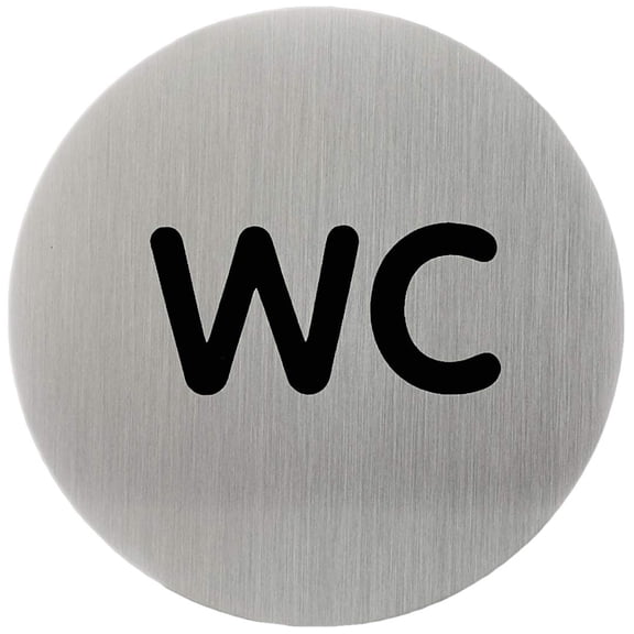 Durable Pictogram Door Sign "WC" 83 mm Made from Stainless Steel Self-Adhesive Attachment