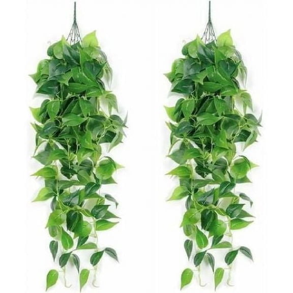 Durable Plastic Artificial Plants for Indoor and Outdoor Use, Year-Round Use Ivy Garlands with Clear Texture, Waterproof Material for Easy Care, 2PCS