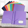 thumbnail image 1 of Durable Plastic Folders with 2 Pockets Heavy Duty File Folder with Business Card Slot Metal Tadpole Clip Inside Fits 3-Ring Binder, for Home Office Home Assorted Colors, 1 Pack-Black, 1 of 8