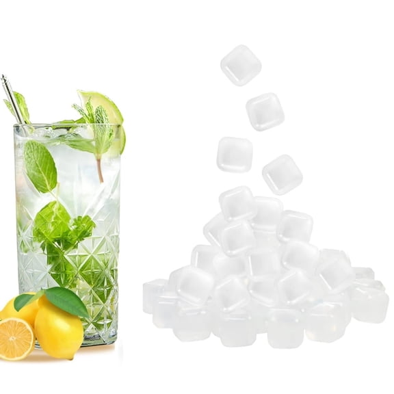 Durable Plastic Ice Block ,Pack of 24 Reusable White Ice Block for Whiskey,QZS Refreezable Plastic Ice Block for Whiskey,Cocktails