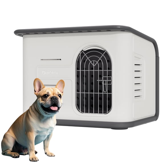 Durable Plastic Kennel Suitable For Small And Medium-Sized Dogs-Indoor And Outdoor Double-Layer Thermal Insulation Kennel, Which Is Waterproof, Ventilated ,Can Lock The Door (25.3 *19.5 *19.5 Inches)