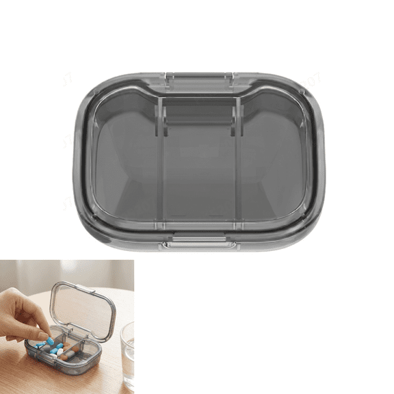 Durable Plastic Pill Box, Secure Lock Pill Case, Handy Travel Pill Organizer for Purse Backpack Carrying, Daily Vitamin Fish Oil Arrangement Container, 1 Pack. A