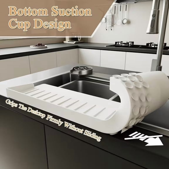Durable Plastic Sink Edge Protector - Stainless Steel, Granite & Quartz Countertop Splash Backs, Kitchen Tub Anti-Slip & Scratch-Resistant Design