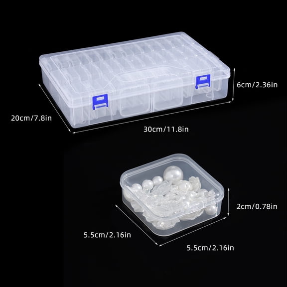 Durable Plastic Storage Box, 14/30 Compartments and Small Container - Transparent Jewelry and Small Item Organizer