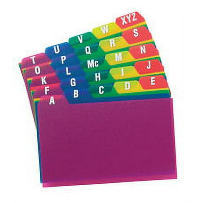 Durable Poly A-Z Card Guides, 1/5-Cut Top Tab, A to Z, 4 x 6, Assorted Colors, 25/Set Durable Poly A-Z Card Guides, 1/5-Cut Top Tab, A to Z, 4 x 6, Assorted Colors, 25/Set