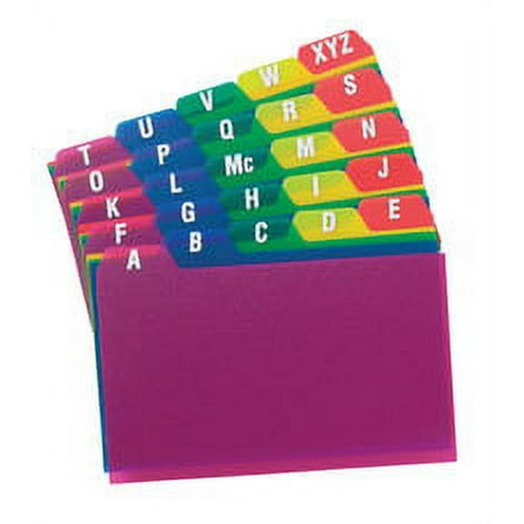 Durable Poly A-Z Card Guides, 1/5-Cut Top Tab, A To Z, 5 X 8, Assorted Colors, 25/set | Bundle of 2 Sets