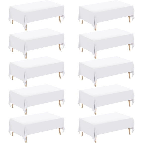 Durable Polyester Rectangular Tablecloths 70 x 120 Inch 10 Pack for Events