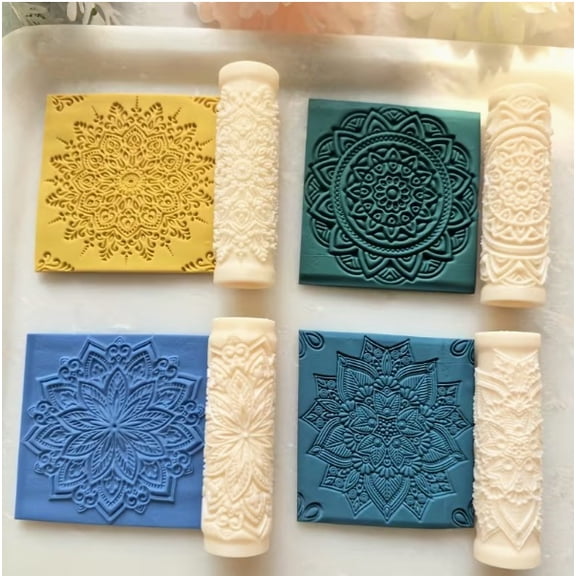 Durable Polymer Clay Texture Roller - Mandala Floral Vine Lace Pattern Embossing Tool for Jewelry Making