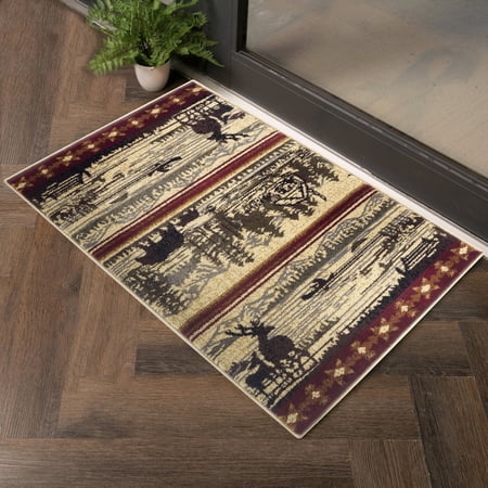 Durable Polypropylene Area Rugs Rustic Lodge Accent Rug for Home