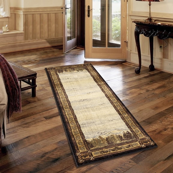 Durable Polypropylene Area Rugs Rustic Lodge Runner for Entryway Home