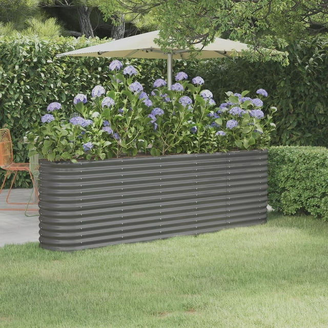 Durable PowderCoated Steel Garden Raised Bed 88.2x15.7x26.8 Ideal