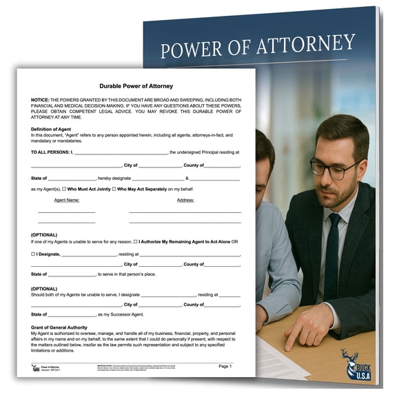 Durable Power of Attorney Kit – Financial & Medical POA Forms with Instructions, Attorney-Prepared, 50-State Compatible, Sample Filled Form, Revocation Form, Major Gifts Rider & Agent Certification