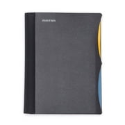 Mintra Durable Premium Spiral Notebook 2 Subject - Black - Fabric Covered Coils, Adjustable Pocket Folders, 100 Sheets, Junior Size 6inx 9.5in