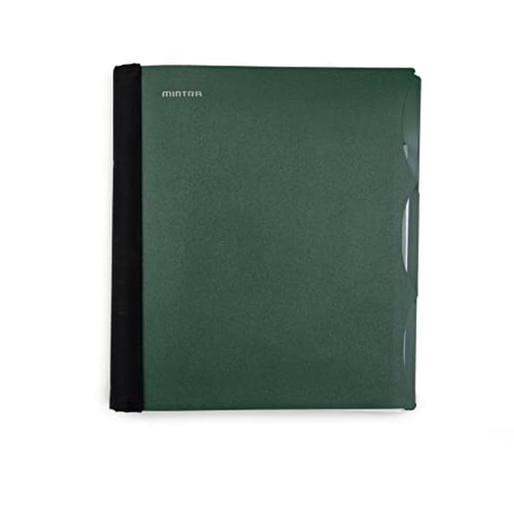 Mintra Durable Premium Spiral Notebook (3 Subject - Green Olive) - Fabric Covered Coils, Adjustable Pocket Folders, 150 Sheets