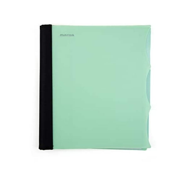 Mintra Durable Premium Spiral Notebook (3 Subject - Sage Green) - Fabric Covered Coils, Adjustable Pocket Folders, 150 Sheets