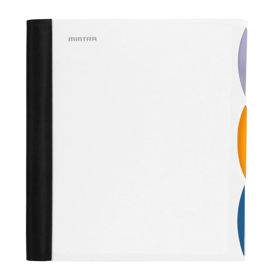 Mintra Durable Premium Spiral Notebook (3 Subject - White) - Fabric Covered Coils, Adjustable Pocket Folders, 150 Sheets