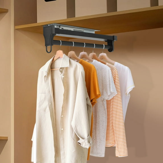 Durable Pull Out Closet Valet Rod Clothing Rail Wardrobe Hanger Garment Storage Rack