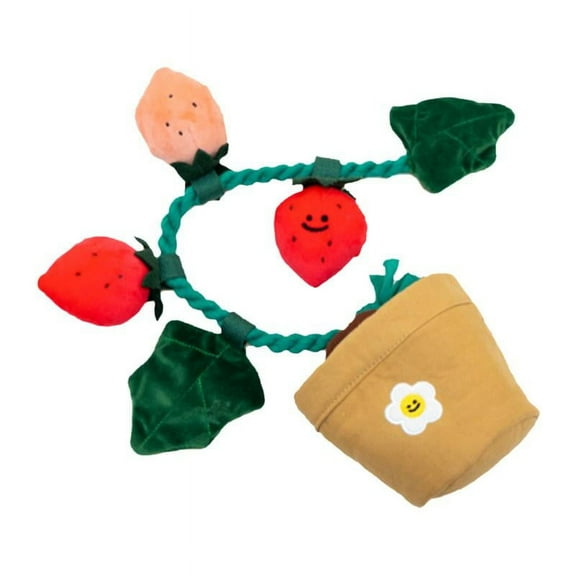 Durable Puzzle Dog Vocal Toy Squeak Interactive Strawberry Potted Plant Set for Pet Puppy