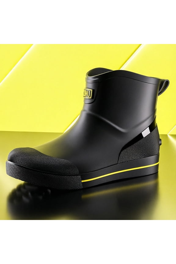 Durable Rain Boots for Men Waterproof Ankle Rain Boots Textured Anti-Slip Garden Work Chore Footwear