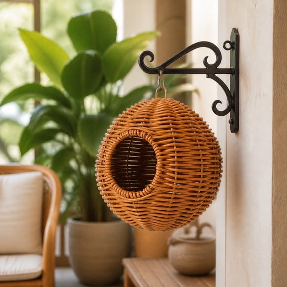Durable Rattan Woven Bird Nest Chew Proof Parrot House for All Seasons Comfortable Aviary Easy Install Birdcage Decor
