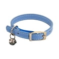 thumbnail image 1 of Durable Real Leather Cat Collar with Bell & Safety Elastic Adjustable Kitten Collar Soft Lightweight Buckle for Small Pets（Blue，Size S), 1 of 8