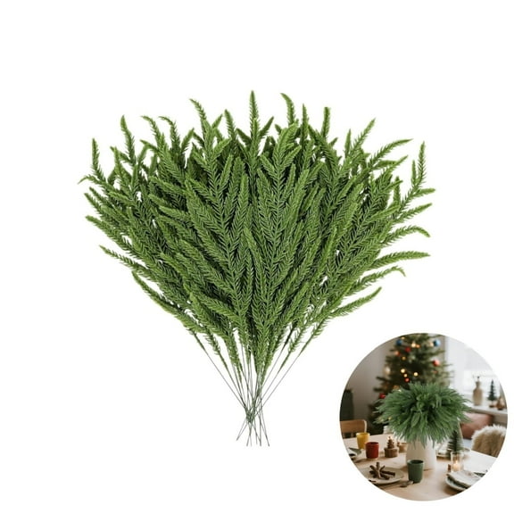 Durable Real Touch Pine Branches,Set of 24 Portable Faux Evergreen Pine Picks,QZS Pine Needles DIY Accessories for Home Garden Decor