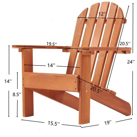 Durable Red Hemlock Wood Adirondack Lounge Chair for Youngsters, 19.5"D x 19"W x 24"H, Perfect for Indoor/Outdoor Garden & Patio Use, Easy Assembly, Safe & Sturdy