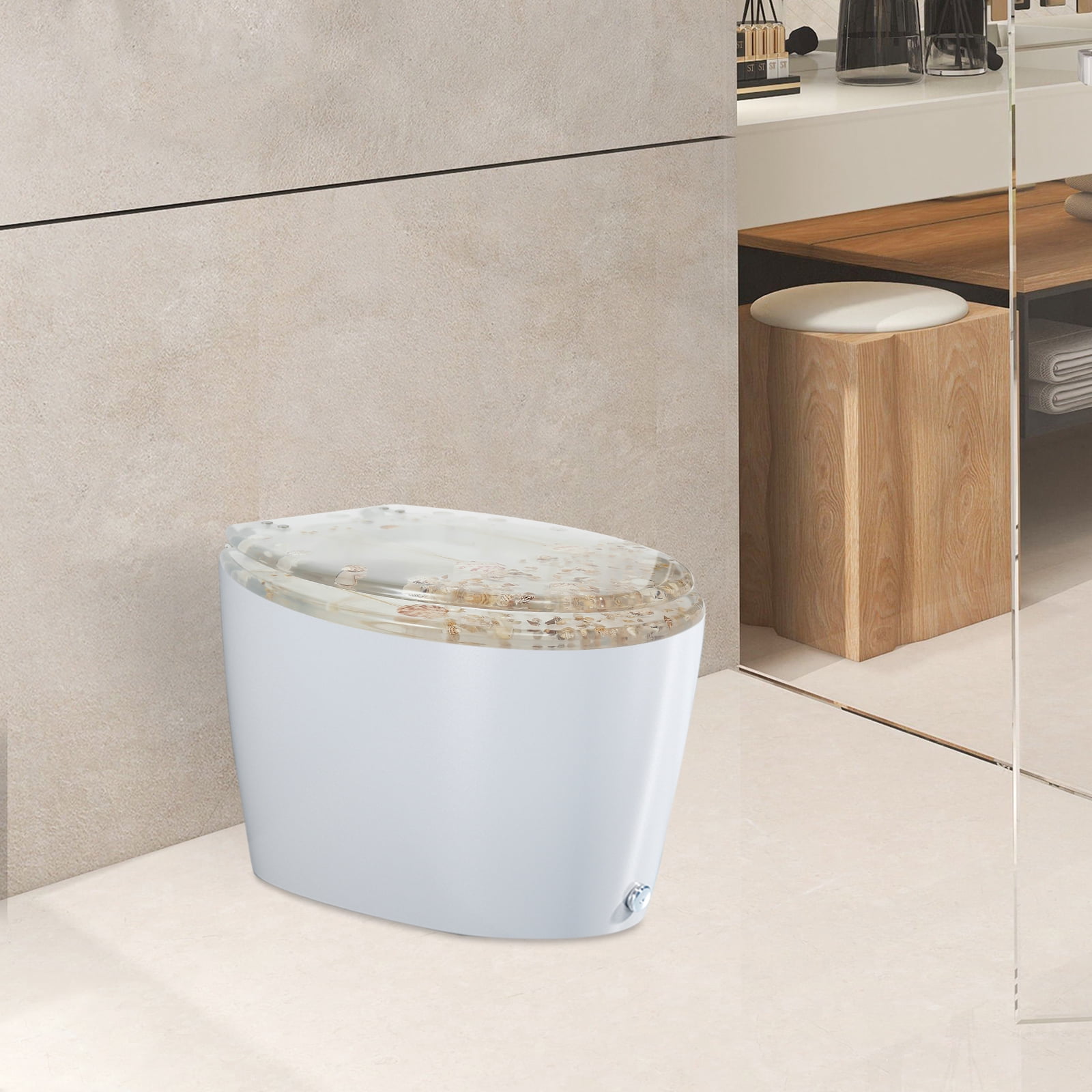 Shell Pattern Toilet Seats Durable Resin Toilet Seat for U & V Type Toilets, Anti-Pollution, Wear ...