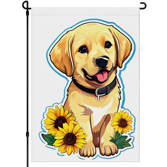 Durable Retriever Dog Yard Flag Cute Dog Face Camping Flags for Campsite Colorful Cartoon Happy Smile Flags Decoration for Outdoor Backyard Front Door Farmhouse Lawn 28x40 Inches