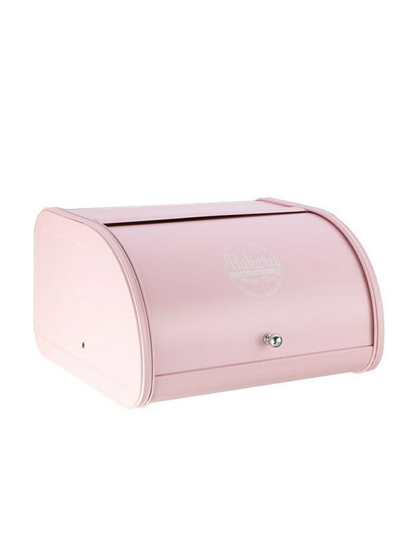 Durable Retro Practical Kitchen Storage Pastry Decorative Roll Non Base Bread Box Cake Home Iron Rustproof (Pink)