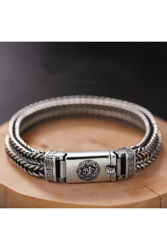 Durable Retro Style Men's Iron Alloy Knitted Bracelet | Celtic Knotwork Design - Versatile for Casual & Formal Occasions,-7.87inch